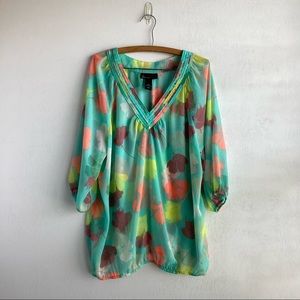 Lane Bryant 18/20 Plus Size floral sheer Blouse